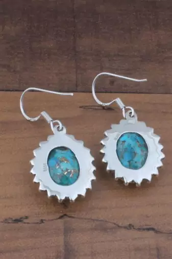 Turquoise hook earrings | 925 sterling silver dangle earrings