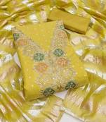 green chanderi butti dress material