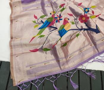lavender cotton meenakari weaving saree with classic detailing 3
