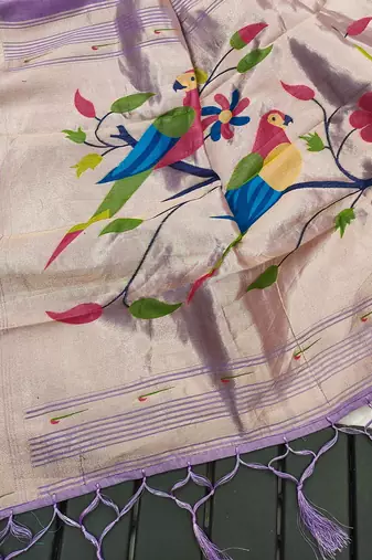 lavender cotton meenakari weaving saree with classic detailing