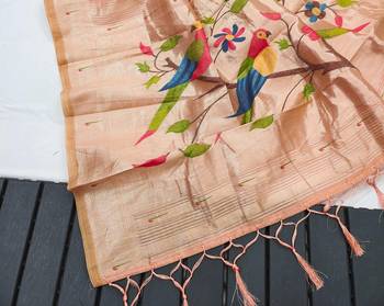 peach cotton meenakari weaving saree with classic detailing 3