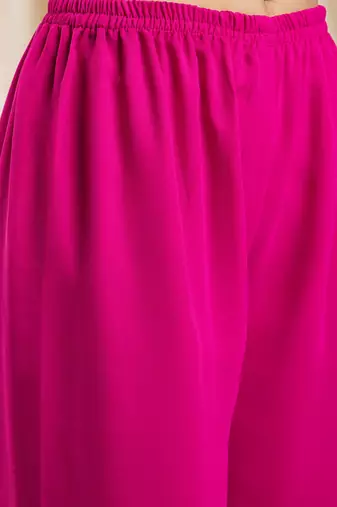 pink zari embroidered faux georgette kurta set with dupatta