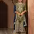 olive and dark blue faux georgette zari embroidered kurta set with dupatta