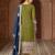 olive and dark blue faux georgette zari embroidered kurta set with dupatta