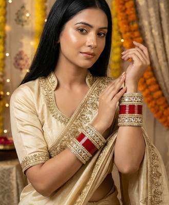 elegant punjabi bridal chuda with stunning kundan work 1