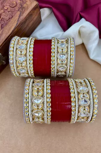 elegant punjabi bridal chuda with stunning kundan work