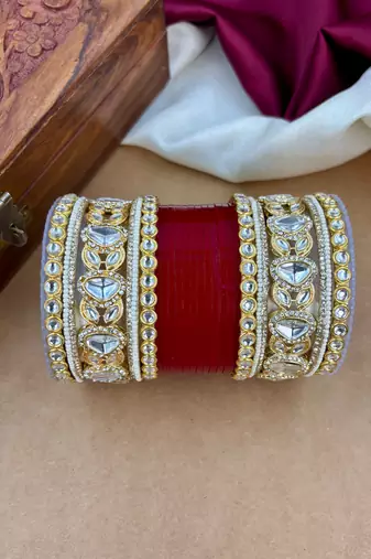 elegant punjabi bridal chuda with stunning kundan work