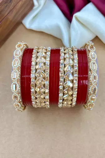 premium punjabi kundan chura set for brides