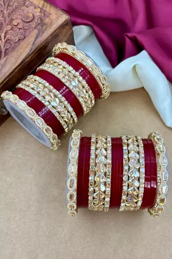 premium punjabi kundan chura set for brides