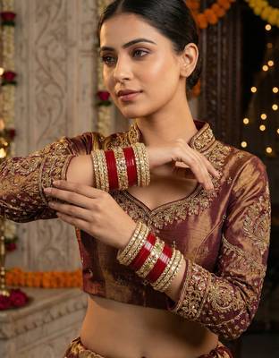 designer punjabi bridal chuda with elephant kundan work 1