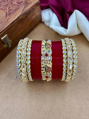 designer punjabi bridal chuda with elephant kundan work 2