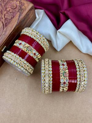 designer punjabi bridal chuda with elephant kundan work 3