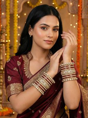 traditional bridal punjabi chuda with antique kundan work 1