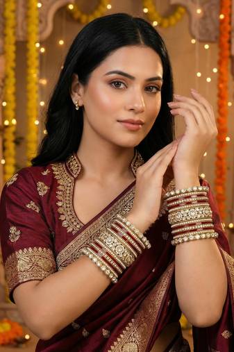 traditional bridal punjabi chuda with antique kundan work