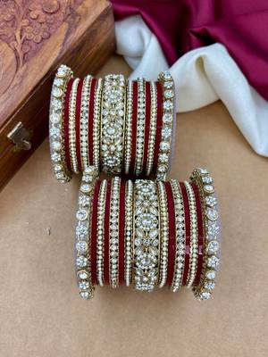 traditional bridal punjabi chuda with antique kundan work 2