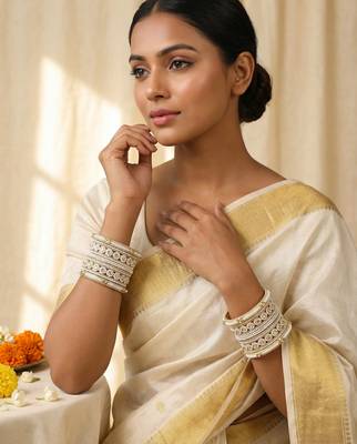 graceful pearl kundan bangles set for festive wear 1