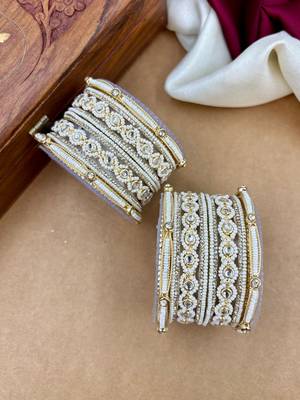 graceful pearl kundan bangles set for festive wear 2