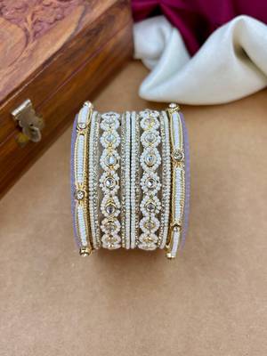 graceful pearl kundan bangles set for festive wear 3