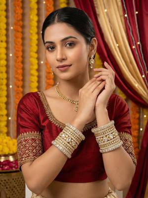 elegant bridal pearl kundan bangles set for wedding look 1