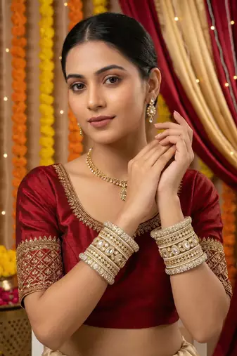 Bridal pearl kundan bangles set