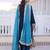Teal blue velvet embroidered top pant and dupatta