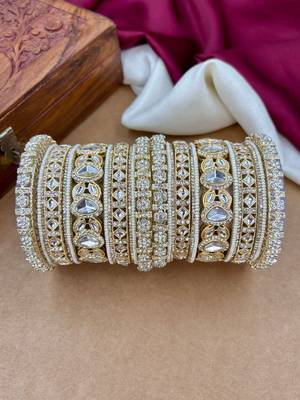 elegant bridal pearl kundan bangles set for wedding look 2
