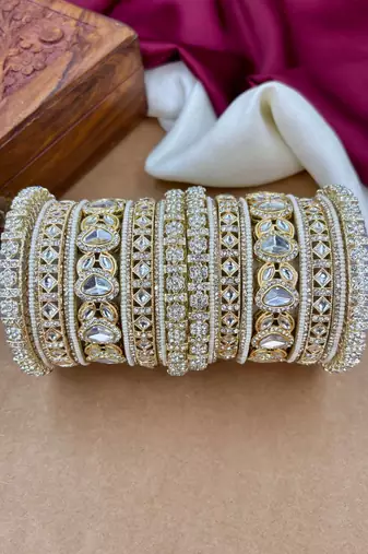 elegant bridal pearl kundan bangles set for wedding look
