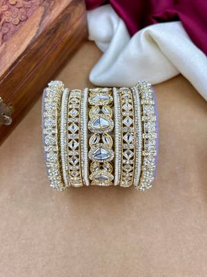 elegant bridal pearl kundan bangles set for wedding look 3
