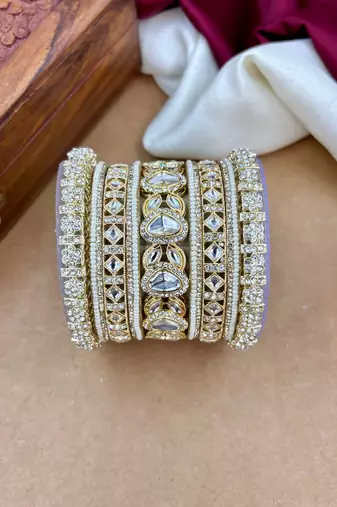 elegant bridal pearl kundan bangles set for wedding look