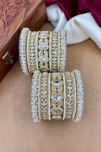 elegant bridal pearl kundan bangles set for wedding look