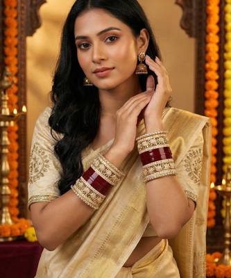bridal punjabi chura with classic temple detailing 1