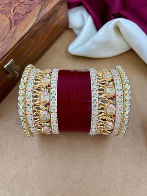 bridal punjabi chura with classic temple detailing 2