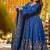 Blue silk embroidered Anarkali suit