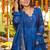 Blue silk embroidered Anarkali suit