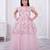 onion pink net long dress with sequins and flowers