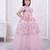 onion pink net long dress with sequins and flowers