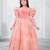 orange satin long dress with floral printed work