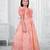 orange satin long dress with floral printed work