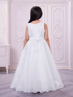 white organza party gown with sleeveless style 2