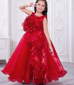 red organza gown with sleeveless style