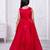 red organza gown with sleeveless style