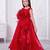 red organza gown with sleeveless style