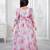 off white organza gown with floral printed design
