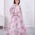 off white organza gown with floral printed design