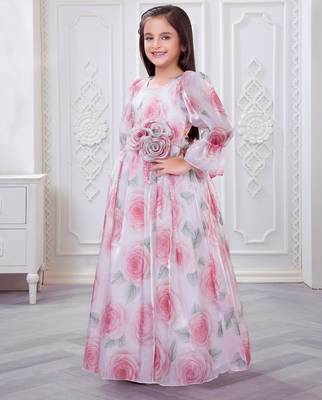 off white organza gown with floral printed design 4