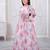 off white organza gown with floral printed design