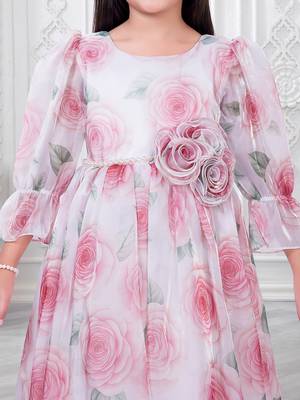 off white organza gown with floral printed design 5