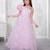 baby pink organza gown with floral print design