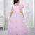baby pink organza gown with floral print design