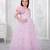 baby pink organza gown with floral print design
